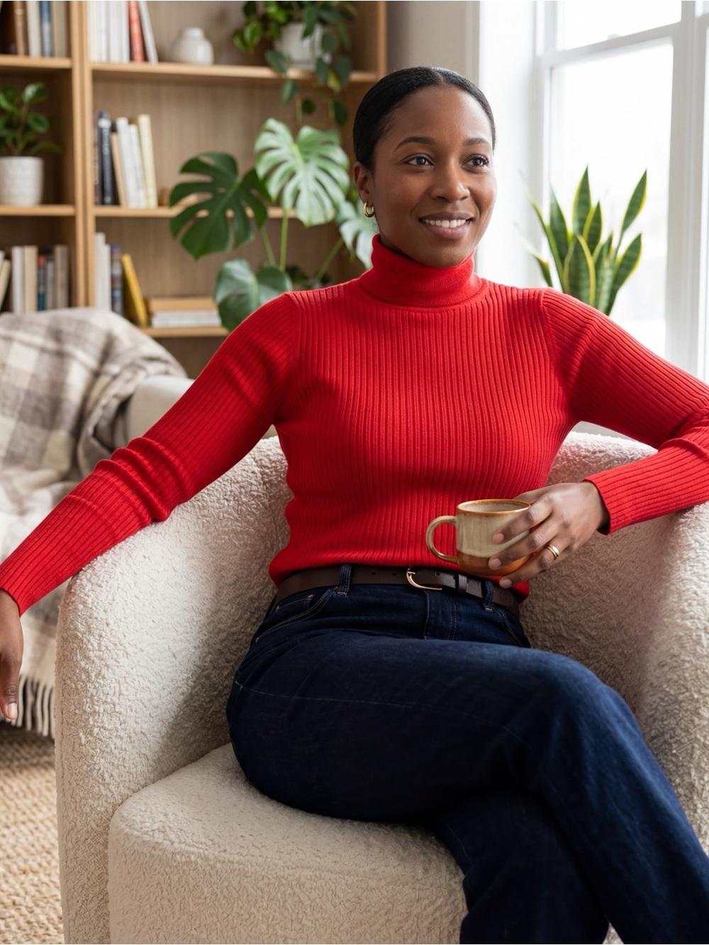 Primark Red Ribbed Turtleneck Sweater